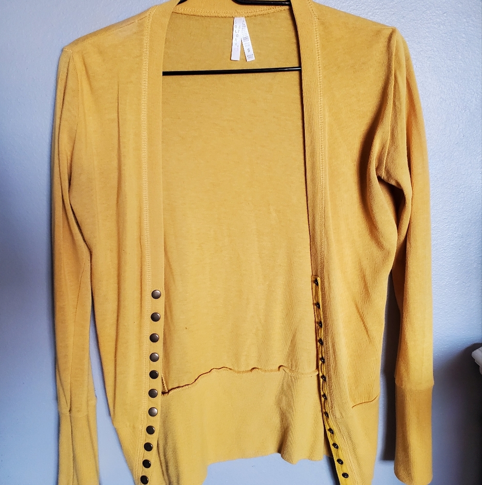 Womens Snap Cardigan - Mustard - Small